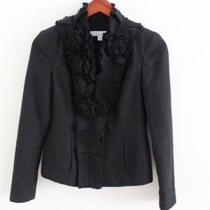 New York & Co Black Tweed Floral Blazer Jacket